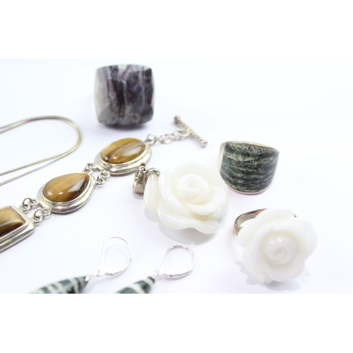 145 - Collection Of Sterling Silver Gemstone Jewellery inc. Whitney Kelly x 8 114g