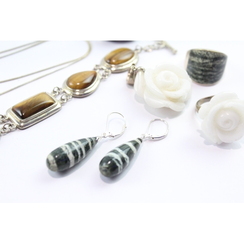 145 - Collection Of Sterling Silver Gemstone Jewellery inc. Whitney Kelly x 8 114g