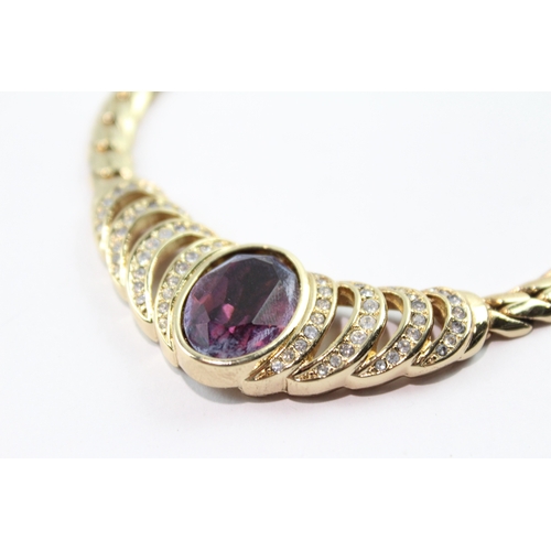 147 - Christian Dior Gold Tone Statement Necklace inc. Stone Set 50g