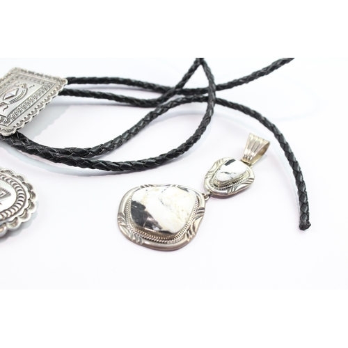 159 - Collection of Sterling Silver Native American Jewellery inc. Bolo x 6 145g