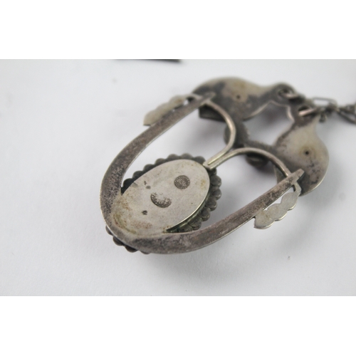 160 - 830 Georg Jensen Silver Necklace Set With Pendant, Gemstone 16g