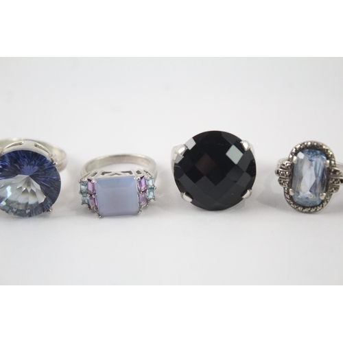161 - Collection of Sterling Silver Gemstone Rings inc. TGGC, Marcasite x 7 48g