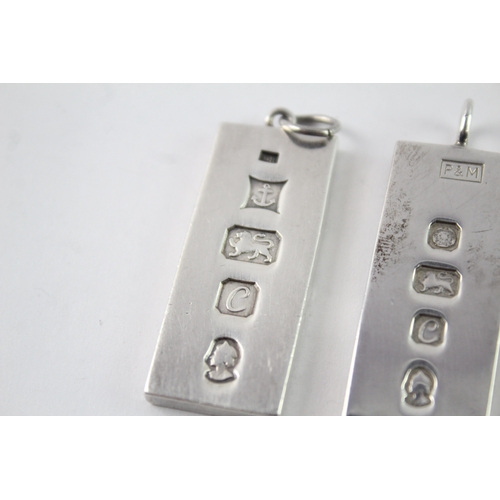 165 - Collection of Sterling Silver Ingot Pendants inc. Birmingham, Sheffield x 3 93g