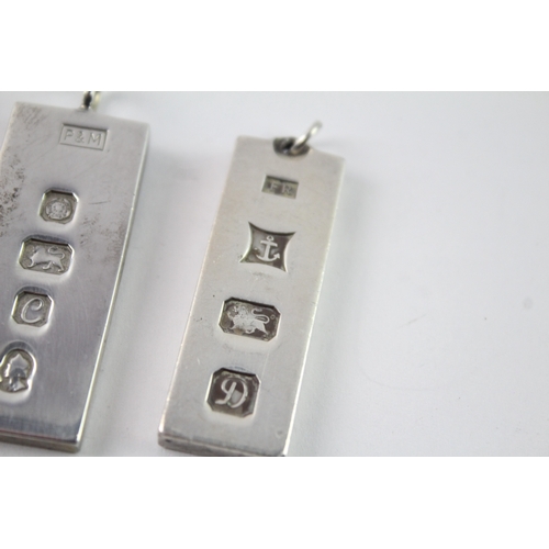 165 - Collection of Sterling Silver Ingot Pendants inc. Birmingham, Sheffield x 3 93g