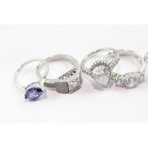167 - Collection of Sterling Silver Rings inc. Clear Gemstone, Stone Set x 8 37g