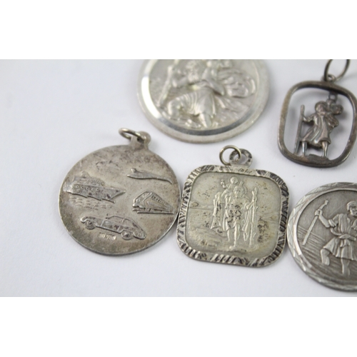 170 - Collection of Sterling Silver St Christopher Pendants inc. Georg Jensen x 7 34g