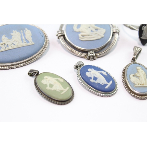 173 - Collection of Sterling Silver Jewellery inc Wedgewood and Jasperware 37.2g