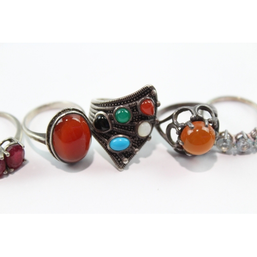 179 - Collection of Sterling Silver Gemstone Rings inc. Carnelian x 8 31g