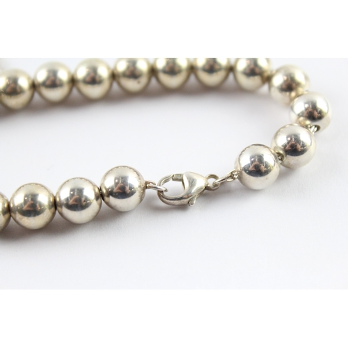 184 - Tiffany & Co Sterling Silver Ball Beaded Bracelet inc. Heart Charm, Box 16g