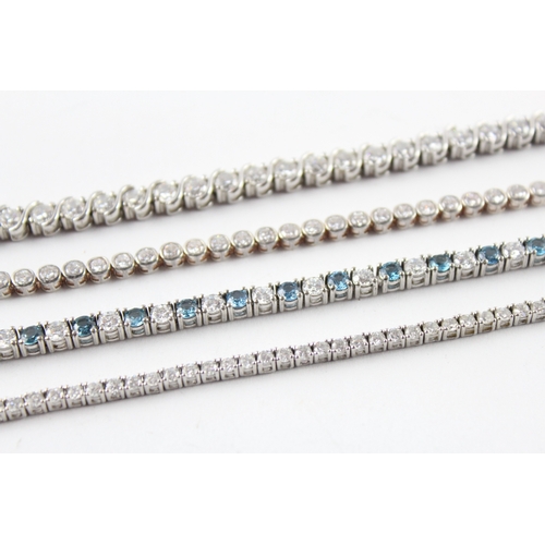 188 - Collection of Sterling Silver Tennis Bracelets inc. Gemstone, Stone Set x 4 51g