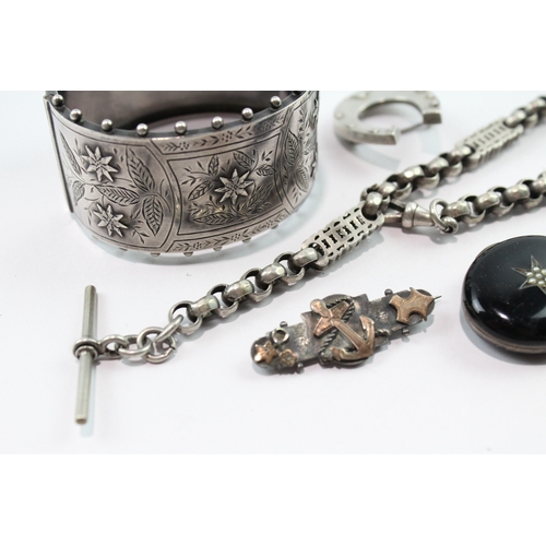 190 - Collection Of Sterling Silver Antique Jewellery inc. Seed Pearl, Bangle x 6 94g