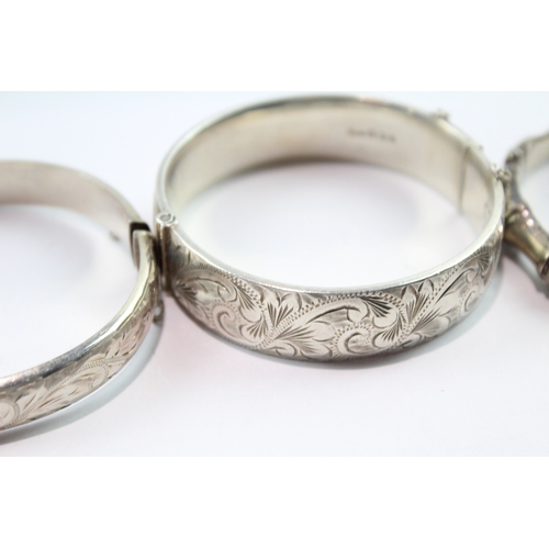 191 - Collection of Sterling Silver Mid Century Bangles inc. Bamboo x 3 64g