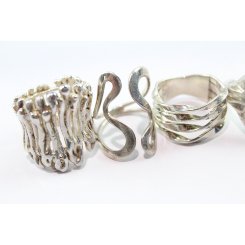 194 - Collection of Sterling Silver Rings inc. Modernist, Gemstone Inlay x 7 67g