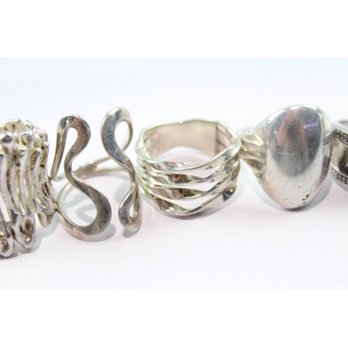 194 - Collection of Sterling Silver Rings inc. Modernist, Gemstone Inlay x 7 67g