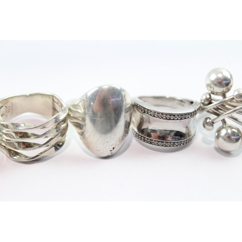194 - Collection of Sterling Silver Rings inc. Modernist, Gemstone Inlay x 7 67g