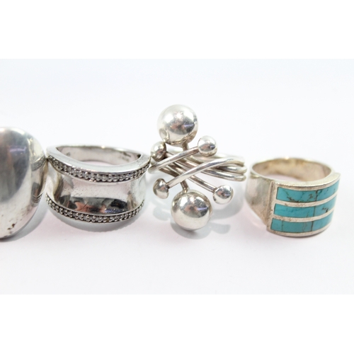 194 - Collection of Sterling Silver Rings inc. Modernist, Gemstone Inlay x 7 67g