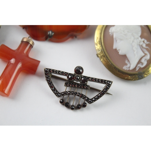 196 - Collection of Antique Jewellery inc. Agate, Cameo, Brooches x 6 68g