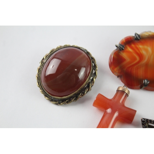 196 - Collection of Antique Jewellery inc. Agate, Cameo, Brooches x 6 68g