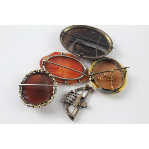 196 - Collection of Antique Jewellery inc. Agate, Cameo, Brooches x 6 68g