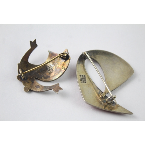 200 - Collection of Sterling Silver Scandinavian Brooches inc. Aksel Holmsen x 2 13g