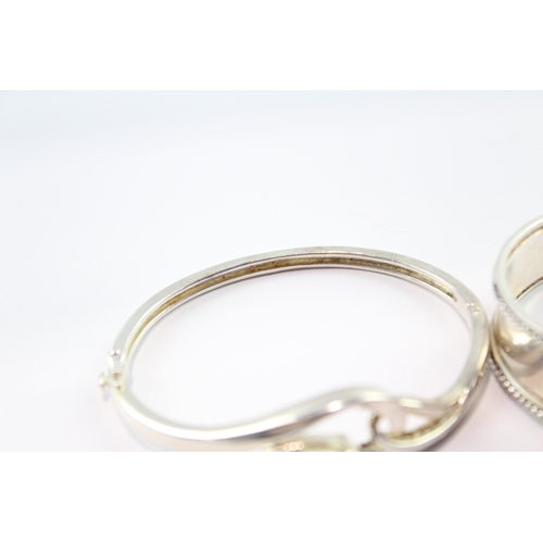 203 - Collection of Sterling Silver Gemstone Bangles x 2 63g