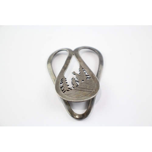 251 - Vintage c.1950's Asprey & Co. .925 Sterling Silver Ski Scene Money Clip 12g