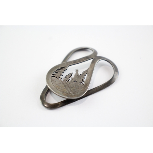 251 - Vintage c.1950's Asprey & Co. .925 Sterling Silver Ski Scene Money Clip 12g