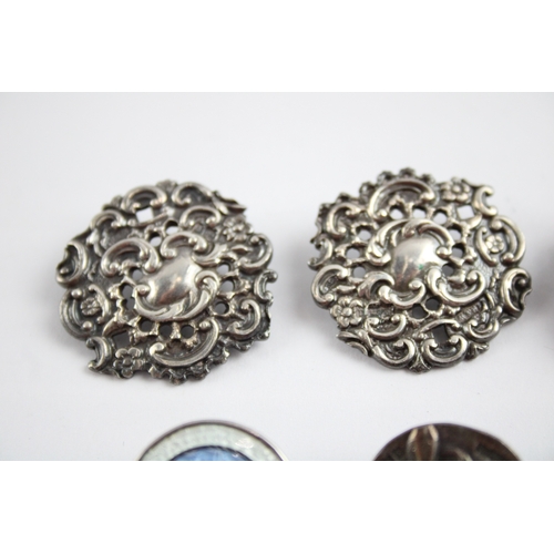 253 - 6 x Antique .925 Sterling Silver Buttons Inc Art Nouveau, Art Deco 33g