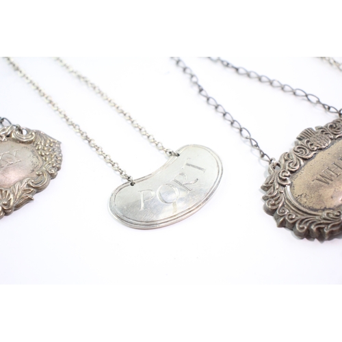 255 - 5 x Vintage .925 Sterling Silver Decanter Labels 53g