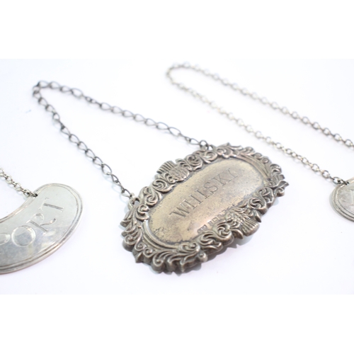 255 - 5 x Vintage .925 Sterling Silver Decanter Labels 53g