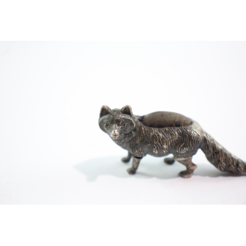 260 - Edwardian .925 Sterling Silver Novelty Fox Pin Cushion 9g