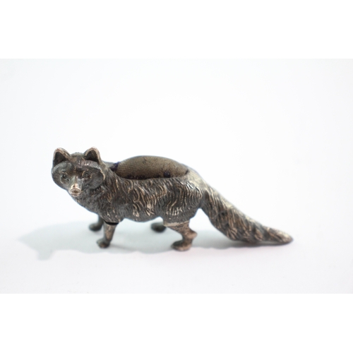 260 - Edwardian .925 Sterling Silver Novelty Fox Pin Cushion 9g