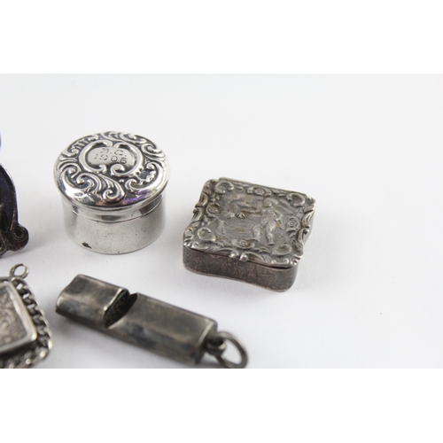 261 - 6 x Antique / Vintage .925 Sterling Silver Ladies Vanity Inc Whistle 53g