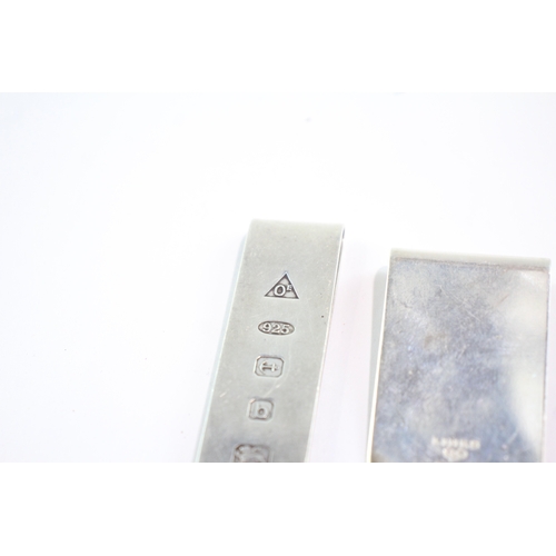 265 - 2 x .925 Sterling Silver Money Clips Inc Links London 47g