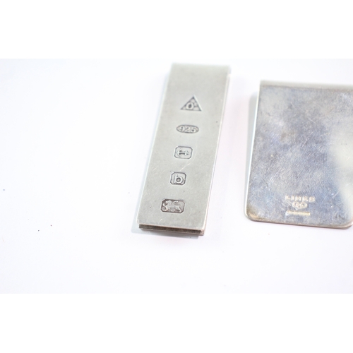 265 - 2 x .925 Sterling Silver Money Clips Inc Links London 47g