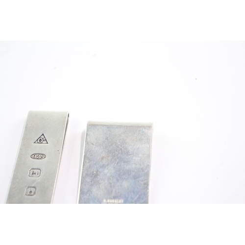 265 - 2 x .925 Sterling Silver Money Clips Inc Links London 47g