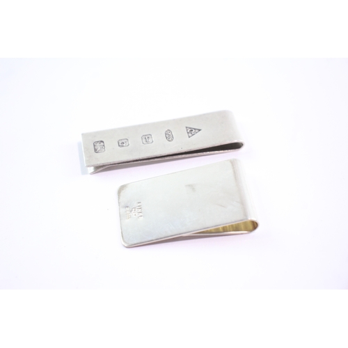 265 - 2 x .925 Sterling Silver Money Clips Inc Links London 47g