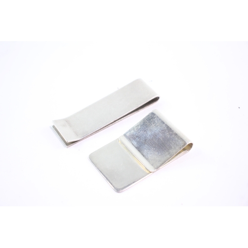 265 - 2 x .925 Sterling Silver Money Clips Inc Links London 47g