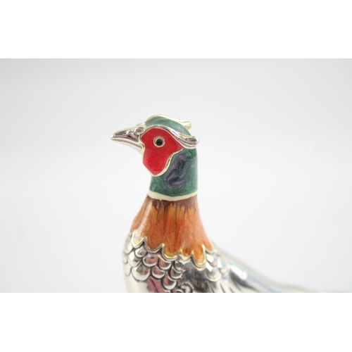 266 - .925 Sterling Silver Enamelled Pheasant Bird Ornament 85g