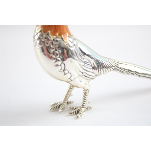 266 - .925 Sterling Silver Enamelled Pheasant Bird Ornament 85g
