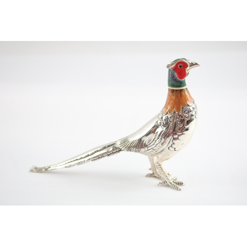 266 - .925 Sterling Silver Enamelled Pheasant Bird Ornament 85g