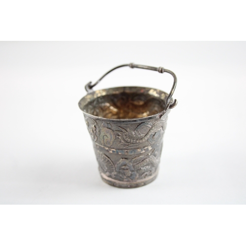 273 - Antique .900 Chinese Silver Novelty Bucket w/ Dragon Detail 32g