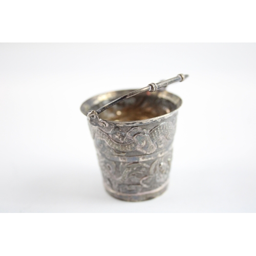273 - Antique .900 Chinese Silver Novelty Bucket w/ Dragon Detail 32g
