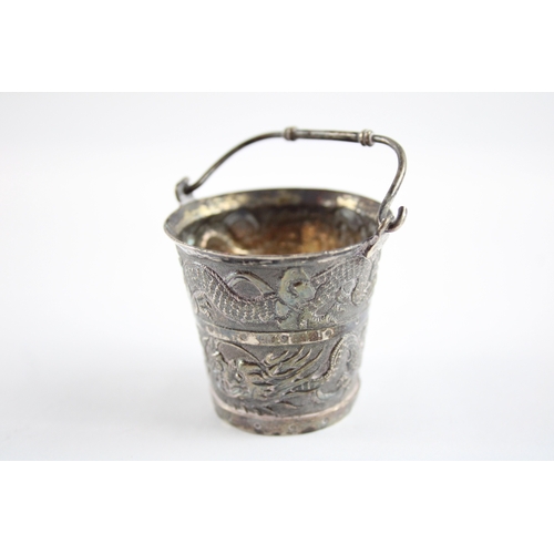 273 - Antique .900 Chinese Silver Novelty Bucket w/ Dragon Detail 32g