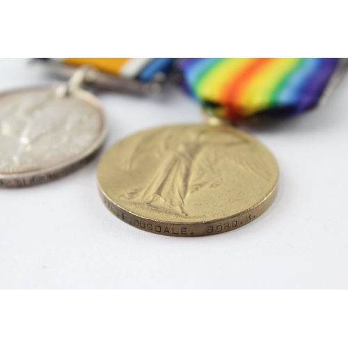 284 - WW1 Medal Pair Named- 29138 Pte F. Dugdale Border Regt
