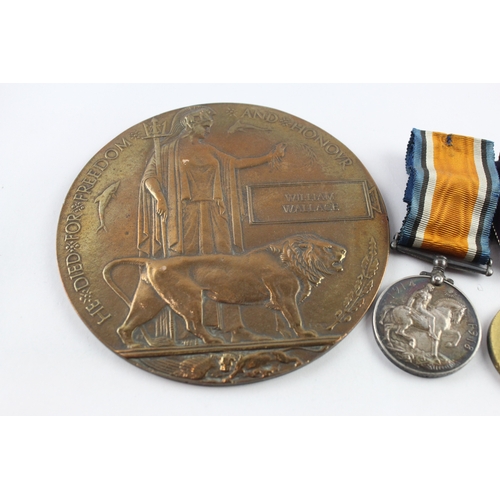 291 - WW1 1914 Mons Star Trio & Death Plaque- Pte William Wallace 1st Gordon Highrs