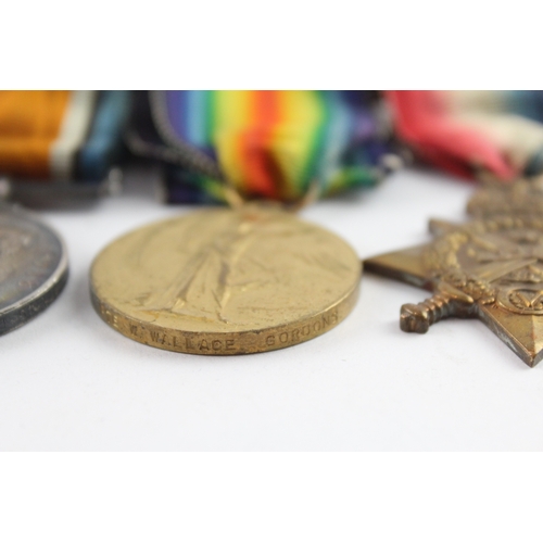 291 - WW1 1914 Mons Star Trio & Death Plaque- Pte William Wallace 1st Gordon Highrs