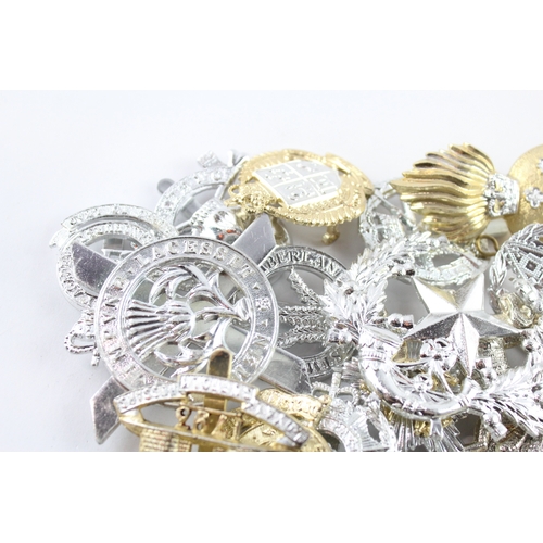 298 - Mixed Military Staybrite Cap Badges Inc H.L.I, Loyal Suffolk Hussars, Etc