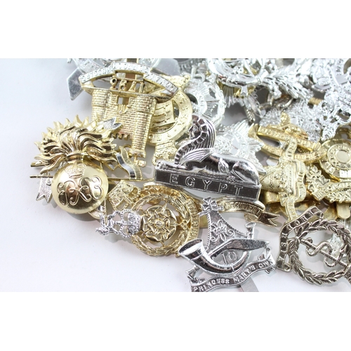 298 - Mixed Military Staybrite Cap Badges Inc H.L.I, Loyal Suffolk Hussars, Etc