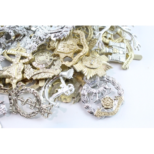 298 - Mixed Military Staybrite Cap Badges Inc H.L.I, Loyal Suffolk Hussars, Etc